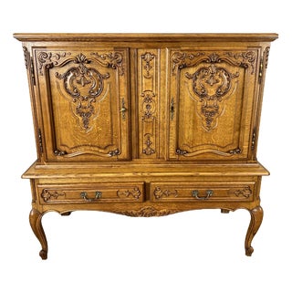 Vintage French Louis XVI Style Oak Carved Sideboard For Sale