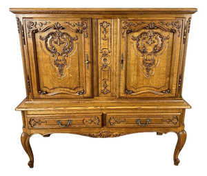 Vintage French Louis XVI Style Oak Carved Sideboard
