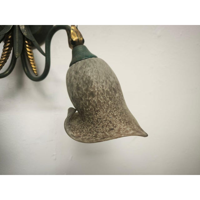 Two-Light Wheat Ear Wall Lamp with Murano Glass, 1980s, in Flawless conditions. Designed 1980 to 1989 Up to 250V...