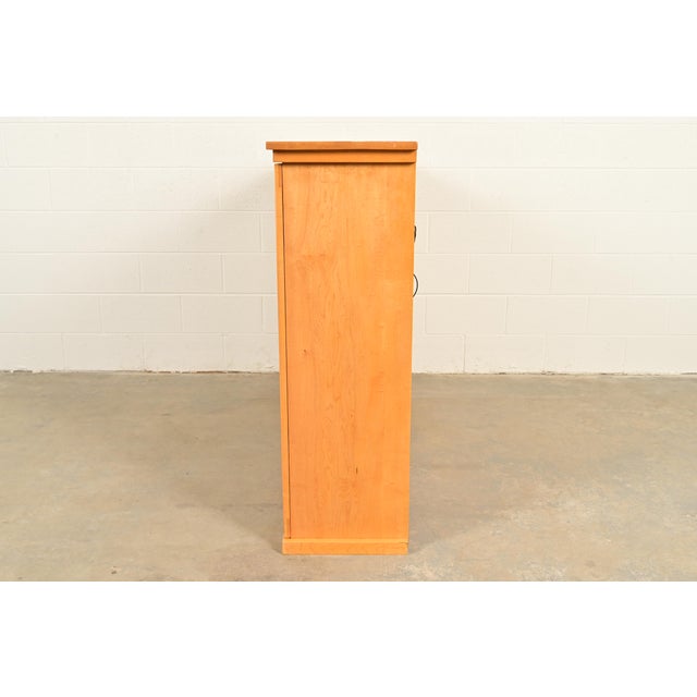 Frank Lloyd Wright Style Mission Arts & Crafts Birch and Cherry Wood Double Bookcase Cabinet For Sale - Image 11 of 13