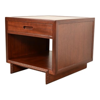 Frank Lloyd Wright for Heritage Henredon Taliesin Mahogany Nightstand or Side Table, Newly Refinished For Sale