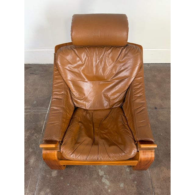 Vintage 1970's Scandinavian Leather Lounge Chair For Sale - Image 11 of 11