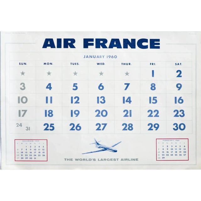 1960 French Travel Ephemera - Air France Calendar (Complete), 6 Pages R/V For Sale - Image 10 of 12
