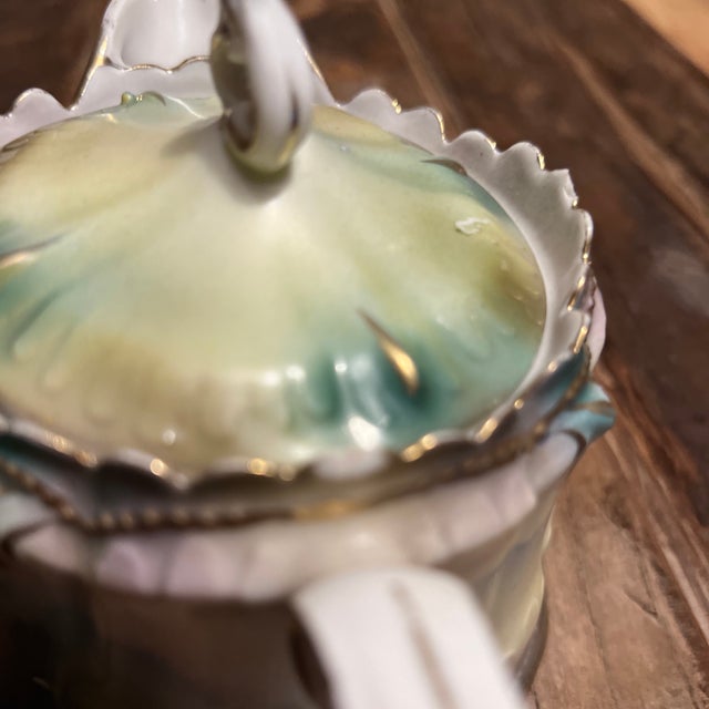 Early 1900s Rs Prussia Jeweled Syrup Pitcher With Lid For Sale - Image 10 of 12