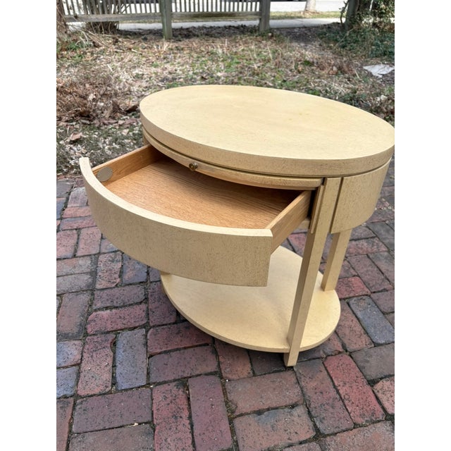 Baker Furniture Company 1980s Charles Pfister for Baker Furniture Oval Side/Bedside Table For Sale - Image 4 of 18