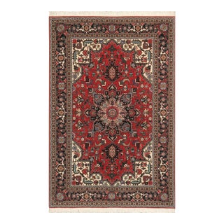 Pasargad Home Heriz Rust Silk & Wool Area Rug, 3' 4'' X 5' 1'' For Sale