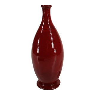 Late 20th Century Bleu d'Argile France Stoneware Pottery Ox Blood Red Hand Wheel Thrown Vase, France For Sale