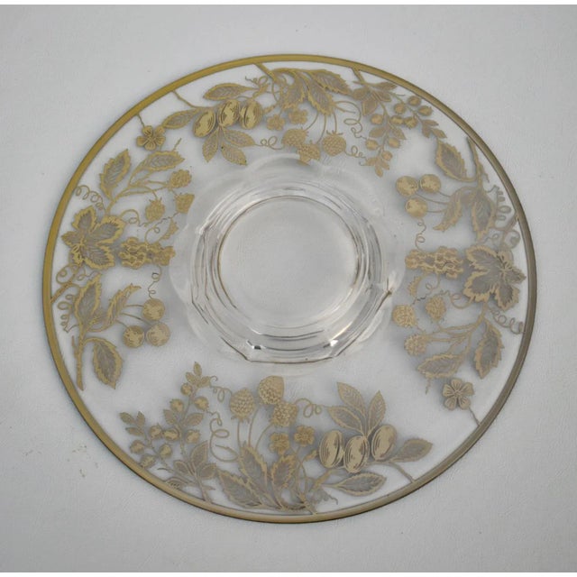 Vintage Round Art Nouveau Style Platter W/Silver Overlay of Fruit & Leaves For Sale - Image 12 of 12