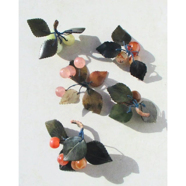 Vintage Chinese Hardstone Carved Cherries- Set of 5 For Sale In New York - Image 6 of 9