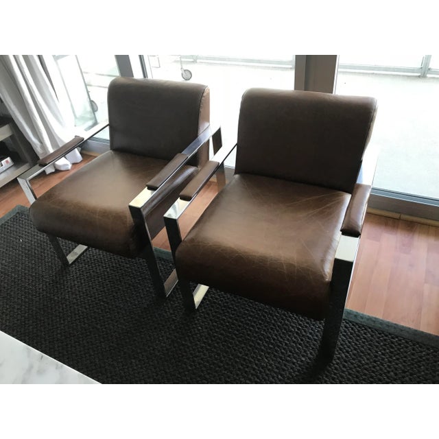 Metal Industry West Brown Leather Bergman Chair For Sale - Image 7 of 7