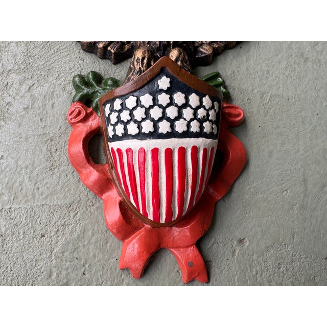 1980s Vintage Patriotic Eagle Match-Safe Wall Pocket / Planter With American Shield For Sale - Image 5 of 9