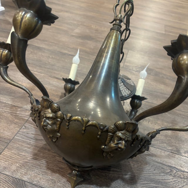 Dramatic Metal Empire Chandelier For Sale - Image 9 of 12