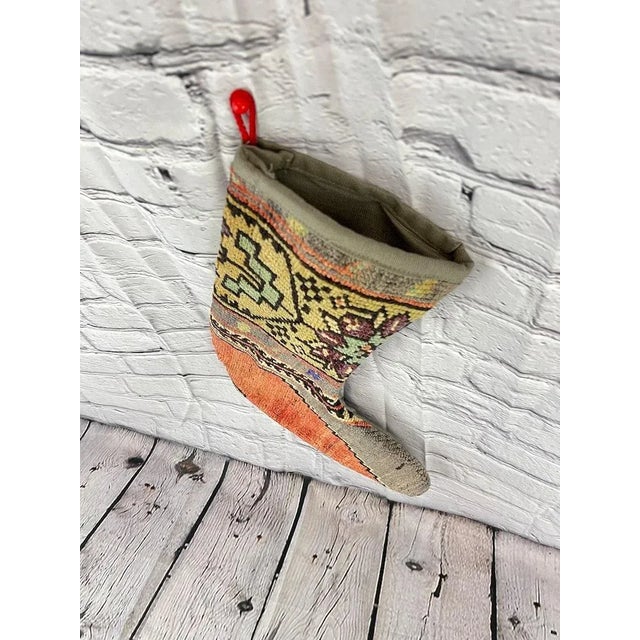 Turkish Turkish Kilim Rug Christmas Stocking For Sale - Image 3 of 4