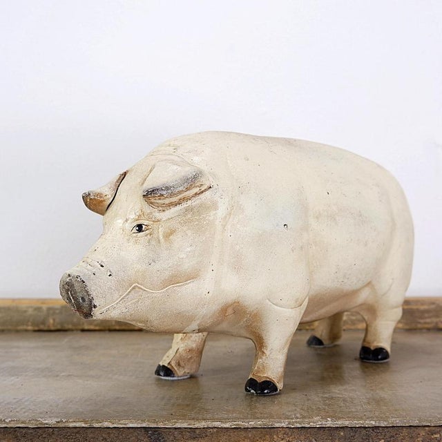 Mid-Century Iron Piggy Bank Sculpture For Sale - Image 3 of 12