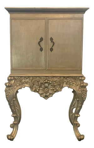 Baroque Silver Effect Base Eclectic Bar Cabinet, 1980s