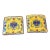 Yellow Talavera Square Hand Painted Plates - 2pc For Sale