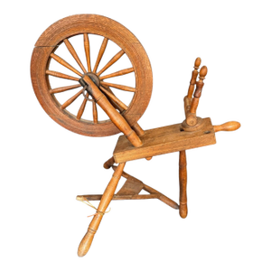Antique Petite Spinning Wheel-Primitive Farmhouse-Textile-Display-Rustic-Country