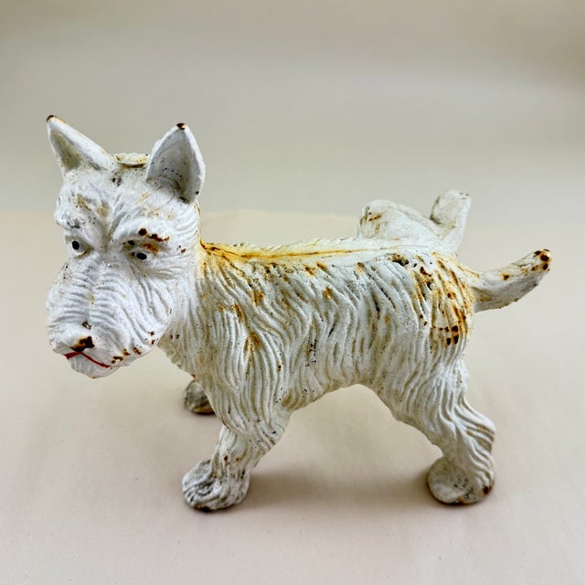 American 'Naughty Scottie' Vintage White Scottish Terrier Cast Iron Doorstop For Sale - Image 3 of 10