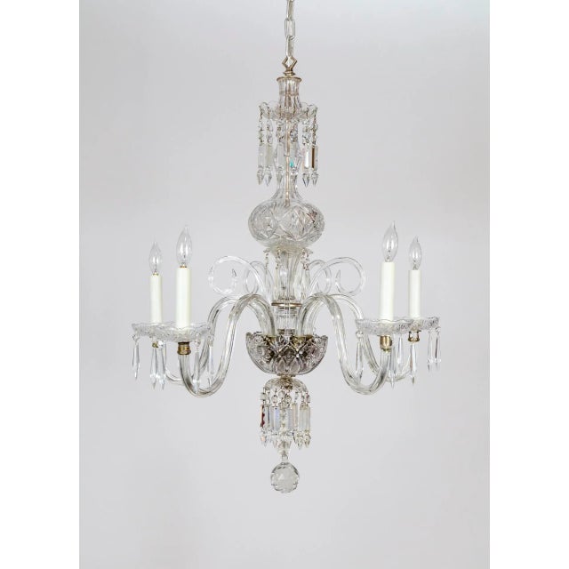 1920s Georgian Style Cut Crystal 5-Light Chandelier For Sale - Image 12 of 12