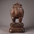 This impressive antique bronze censer features a guardian lion (Foo Dog) seated upon an integral pedestal base. The lion...