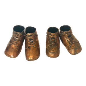 French Antique Brass Baby Shoes 2 Pairs