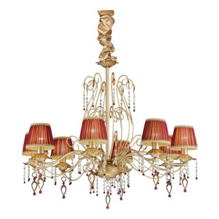 Fenice Gold 8 Lights Chandelier in Montecarlo Gold and Cut Glass by Aggiolight For Sale