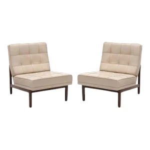 Vintage Florence Knoll Slipper Lounge Chairs Restored in Leather - A Pair