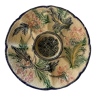 Belgium Wasmuel Majolica Oyster Plate For Sale