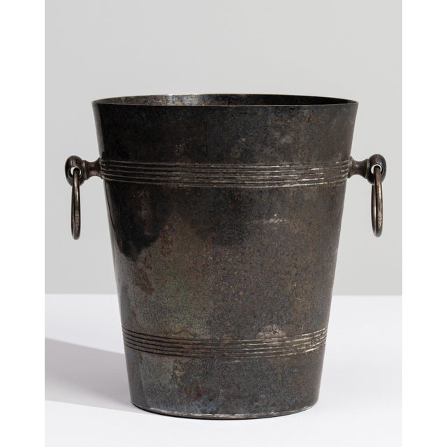 Metal Mid 20th Century France Chocolate Silver Ice Bucket For Sale - Image 7 of 15