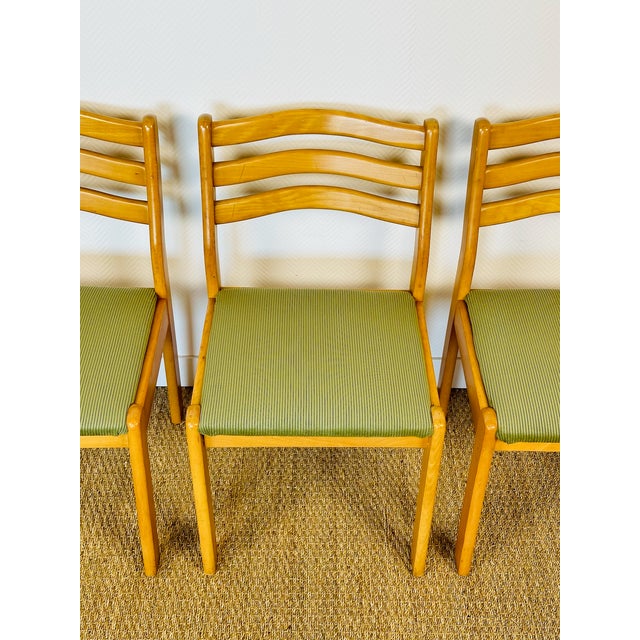 Vintage Beechwood and Green Corduroy Dining Chairs, 1960s, Set of 4 For Sale - Image 12 of 18