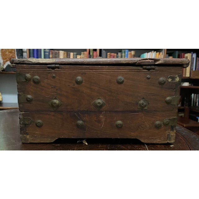 Antique Early 1900s Omani Teak Wood Traveling Chest For Sale - Image 4 of 10