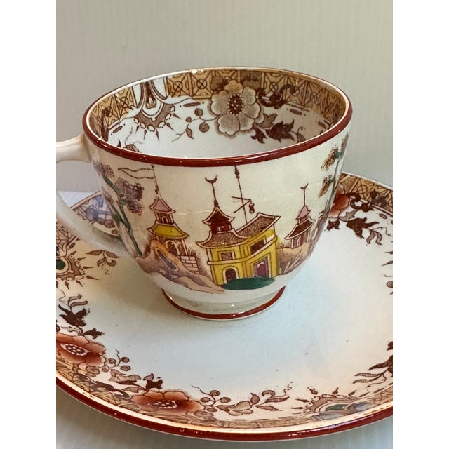 Antique 1880s Sarreguemine Kyoto France Tea Cup and Saucer Set for Two(2) For Sale In New York - Image 6 of 18