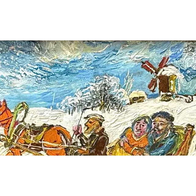 18th Century Winter Scene of Couple in a Sleigh by David Burliuk For Sale - Image 5 of 8
