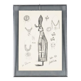 Remo Brindisi, Sketch for Aida, 1974, Charcoal Drawing For Sale