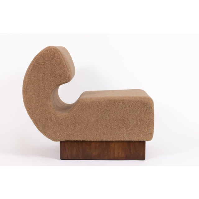 Italian Lounge Chair in Walnut and Schumacher Cashmere Bouclé, 1970