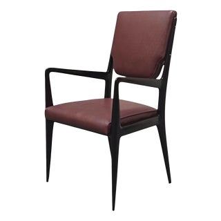 Molded Wood and Bordeaux Skai Armchair from Vittorio Dassi, Italy, 1950s For Sale