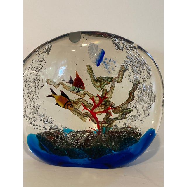 Royal Blue Large 1970s Murano Art Glass Fish Aquarium With Jellyfish Sculpture For Sale - Image 8 of 13