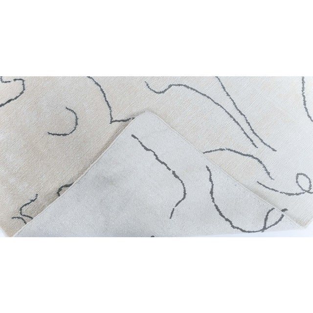 Abstract Modern Runner Line Motifs In Off White Silk Blend "whisper Lines" For Sale - Image 9 of 9