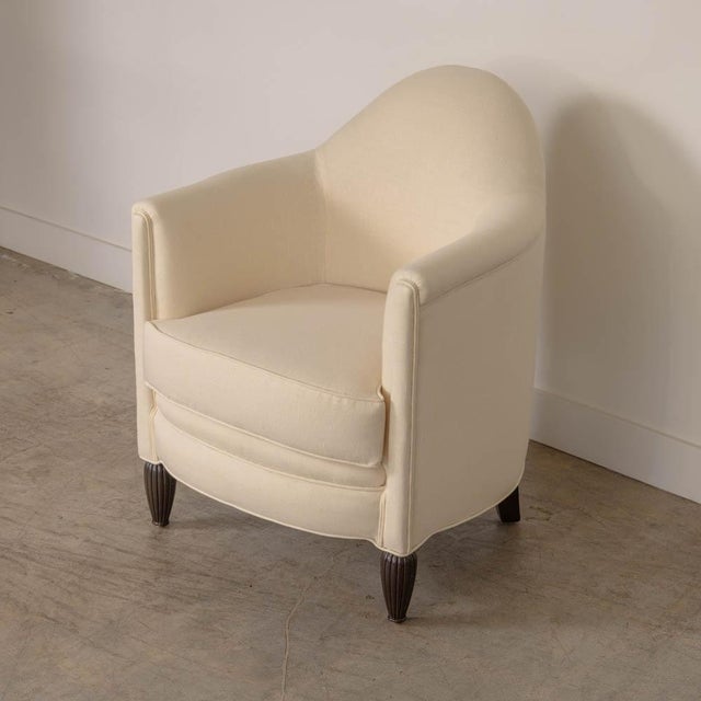 Pair of 1930s French Club Chairs in Linen For Sale - Image 13 of 13