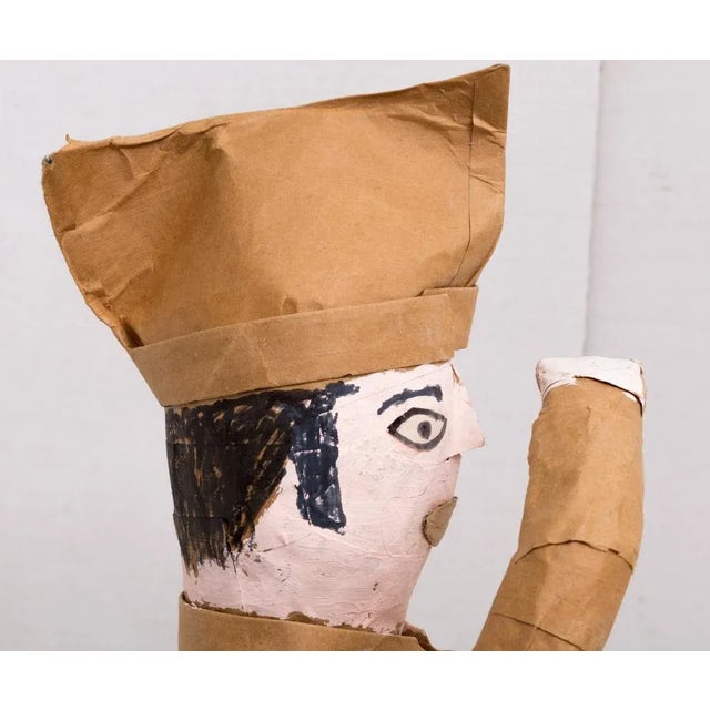 Charming large folk art Americana papier maché figure of a saluting soldier by Richmond, Virginia folk artist Harvey Fuell...