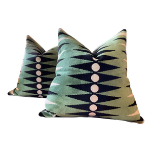 Mary McDonald for Schumacher's Backgammon Cut Velvet in Green Pillows- A 22' Pair