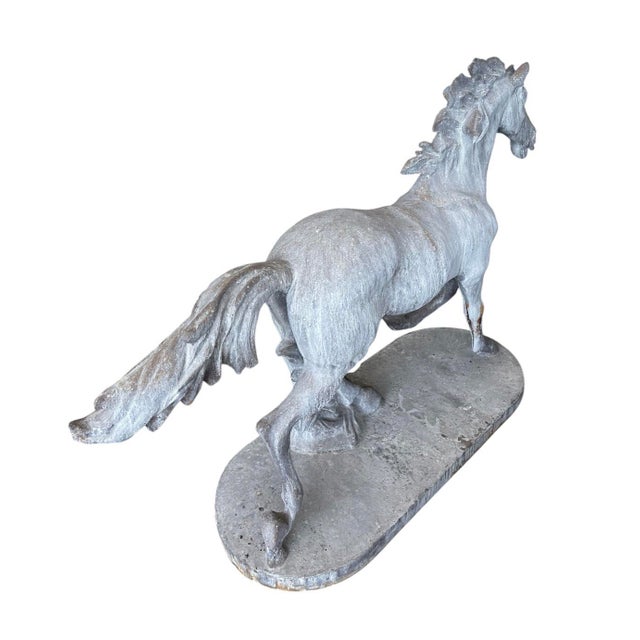 Mid-Century Vintage Cast Iron Garden Horse Statue For Sale In West Palm - Image 6 of 12