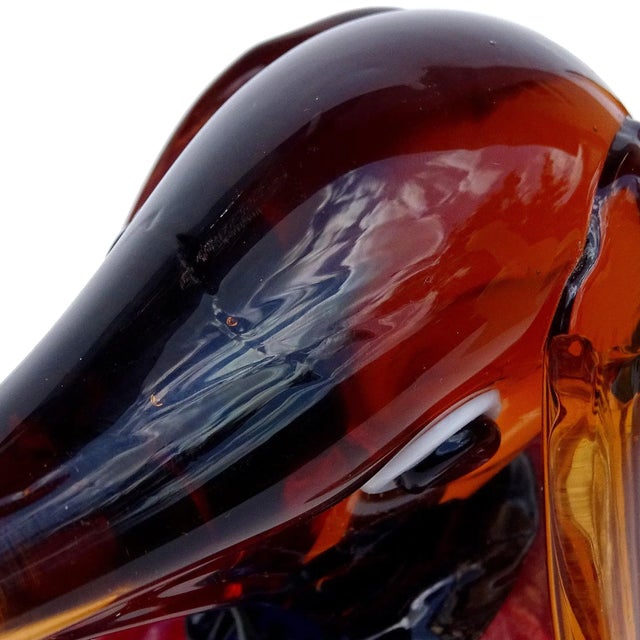 Murano Vintage Sommerso Red Orange Italian Art Glass Dachshund Puppy Dog Figure Sculpture For Sale - Image 10 of 11