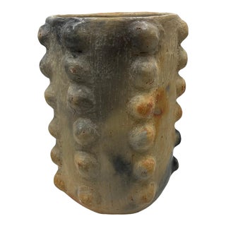 Sejnane Cylindrical Clay Bumpy Vessel - Light Large For Sale