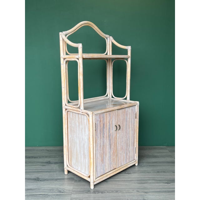 Vintage Bamboo and Rattan Etagere Bookcase For Sale In Miami - Image 6 of 8