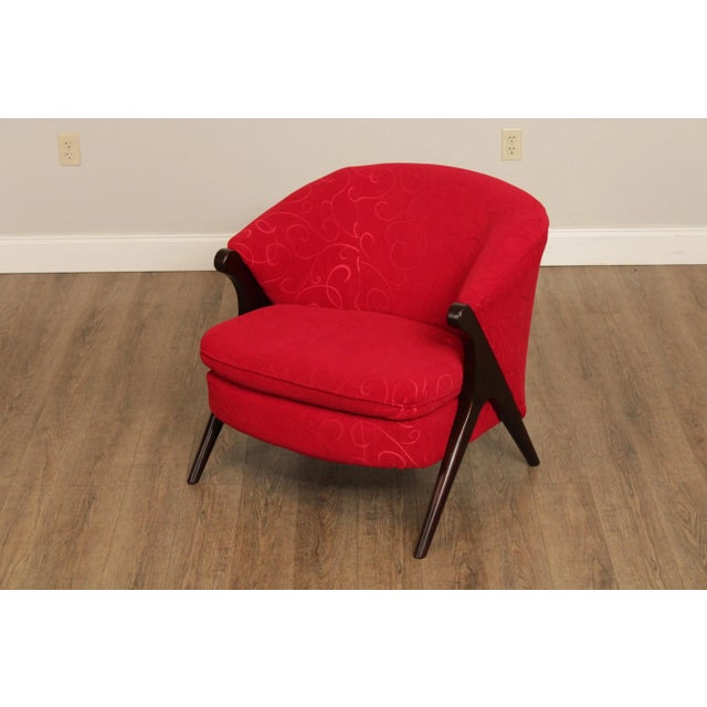 2010s Modern Style Custom Upholstered Red Club Chair For Sale - Image 4 of 13