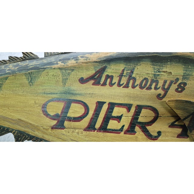 Anthony's Pier 4 Carved Trade Sign For Sale - Image 10 of 12