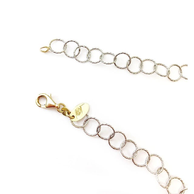 Mid 20th Century Mid 20th Century Oval Bead & Open Ring Fancy 14k Two Tone Gold Necklace For Sale - Image 5 of 5
