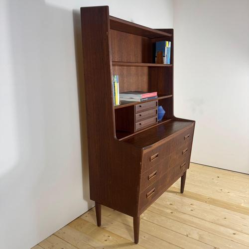 Vintage Danish Teak Bookcase with Pull-Out Desk, 1960s For Sale - Image 9 of 12
