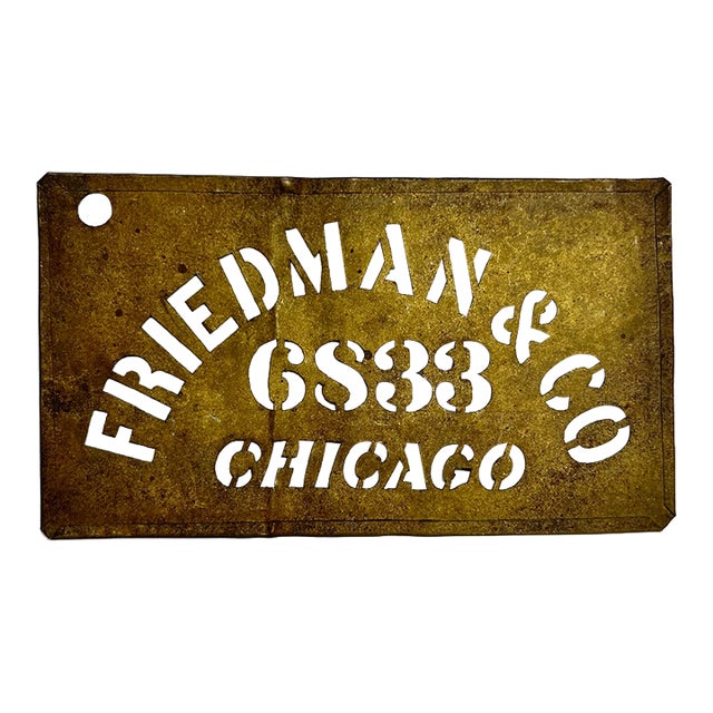 Vintage Brass Chicago Business Stencil For Sale